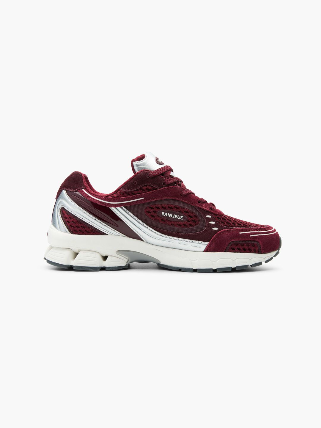 BANLIEUE SNEAKER (SUEDE) | BURGUNDY RED / METALLIC SILVER / CORE WHITE