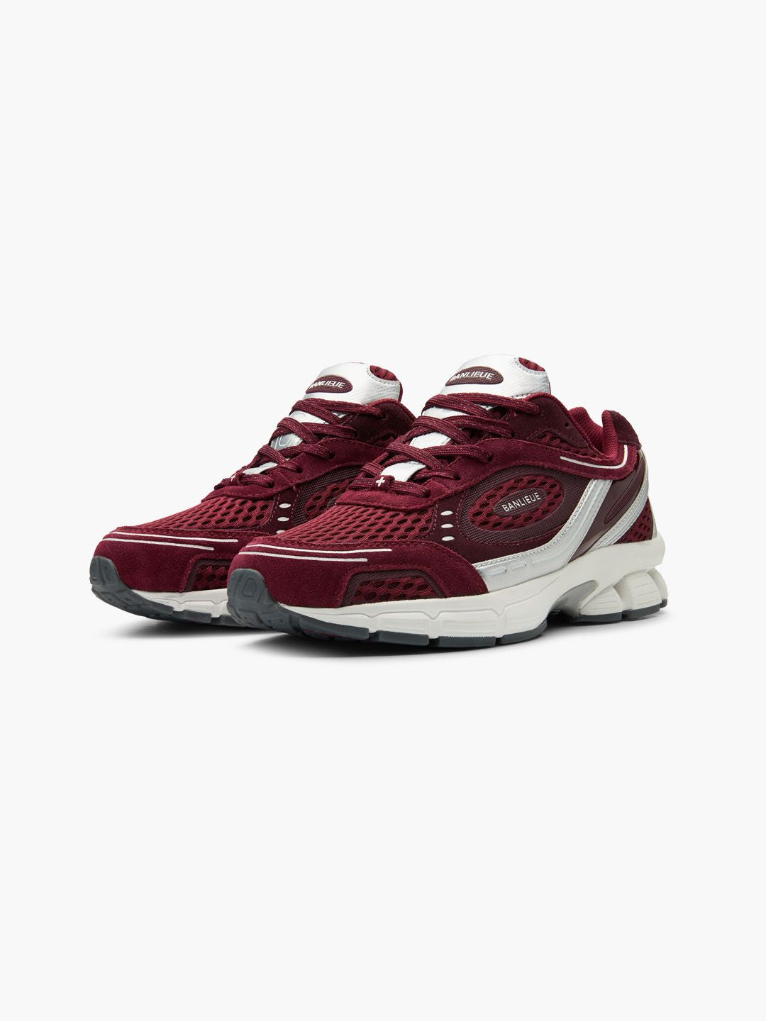 BANLIEUE SNEAKER (SUEDE) | BURGUNDY RED / METALLIC SILVER / CORE WHITE
