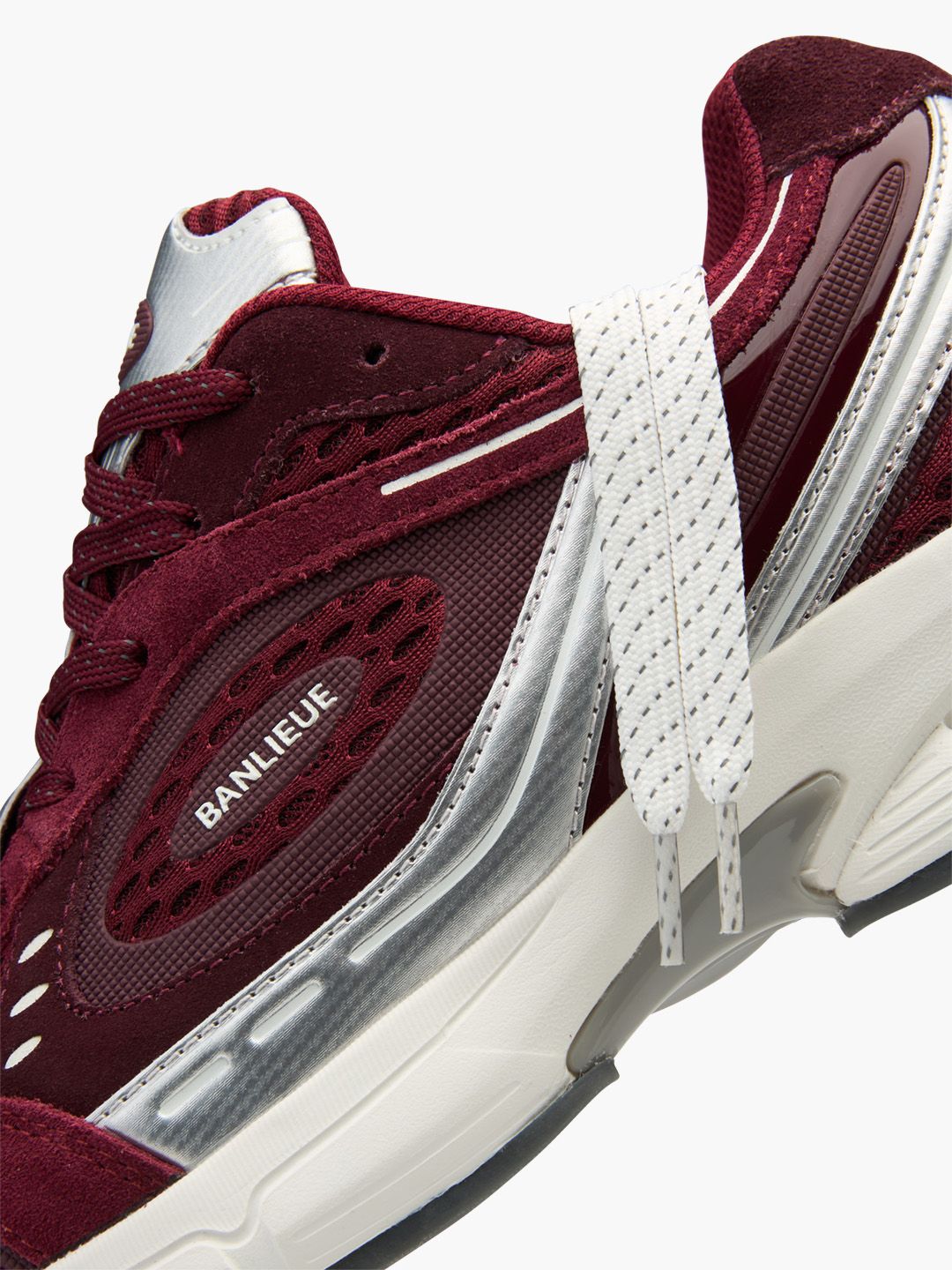 BANLIEUE SNEAKER (SUEDE) | BURGUNDY RED / METALLIC SILVER / CORE WHITE