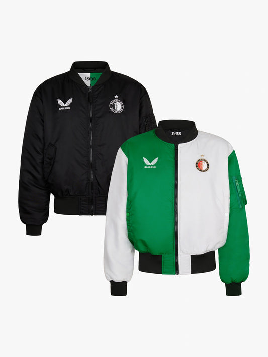 FEYENOORD REVERSIBLE BOMBER JACKET | BLACK / JOLLY GREEN / WHITE