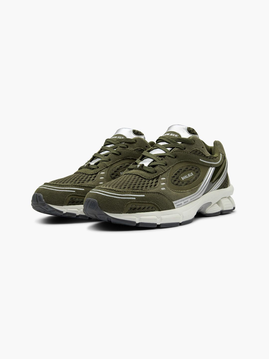 BANLIEUE SNEAKER (SUEDE) | OLIVE GREEN / METALLIC SILVER / CORE WHITE