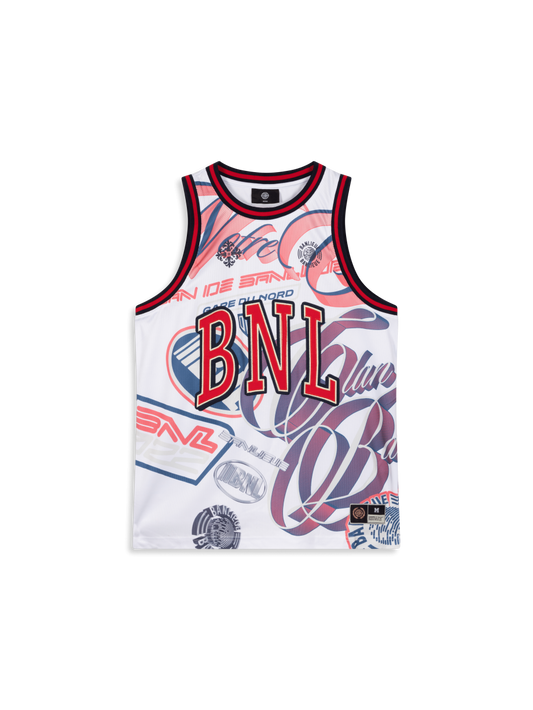 BANLIEUE | RE-PEAT MESH JERSEY | RICE WHITE/ RED/ NAVY 
