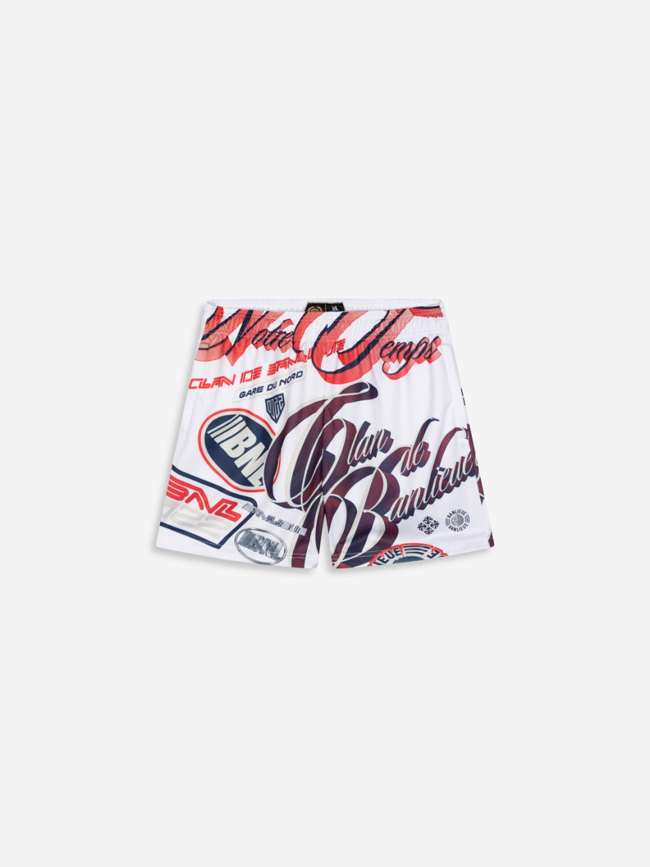 BANLIEUE | RE-PEAT MESH SHORTS | RICE WHITE/ RED/ NAVY